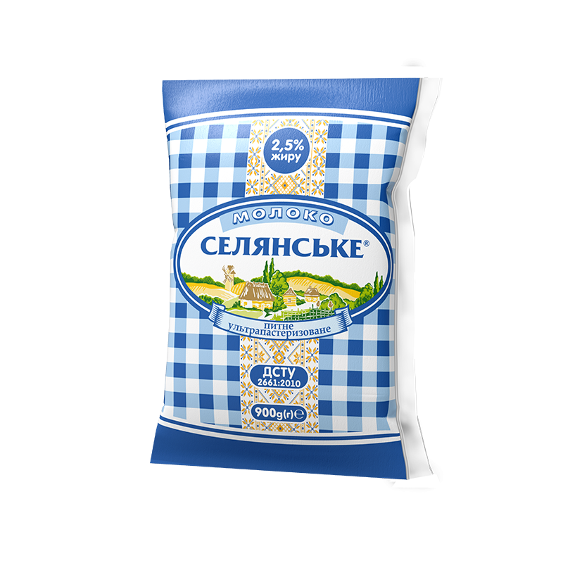 Молоко коров'яче СЕЛЯНСЬКЕ, ультрапастеризоване, 2,5%, 900г